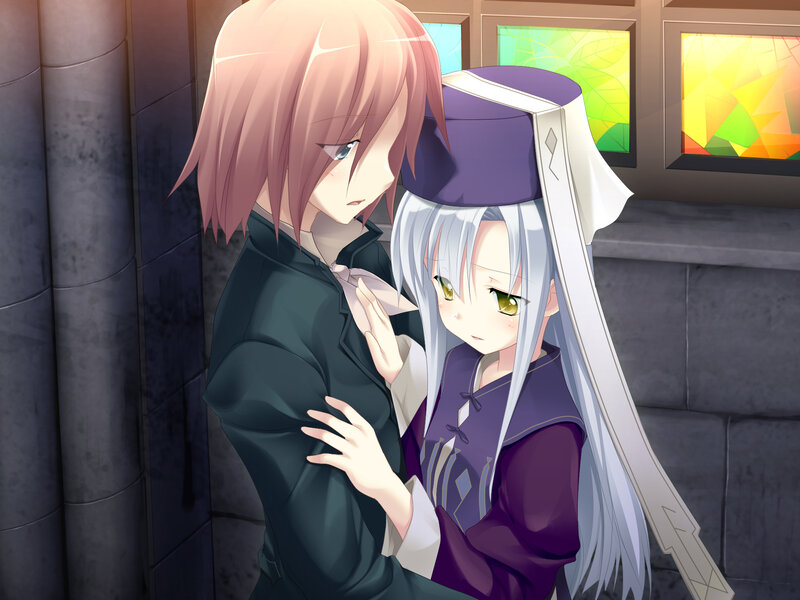 Two Anime Characters Hugging — Purple, Intimate