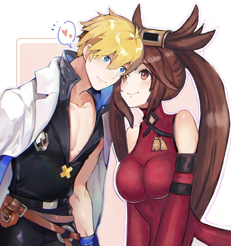Two Anime Characters Hugging — Red, Affectionate, Digital Art