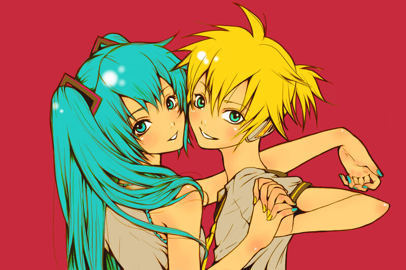 Two Anime Characters Hugging — Red, Affectionate