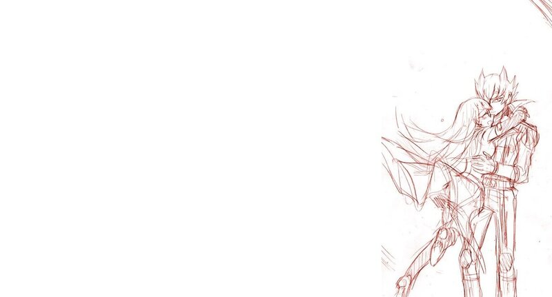Two Anime Characters Hugging — Red