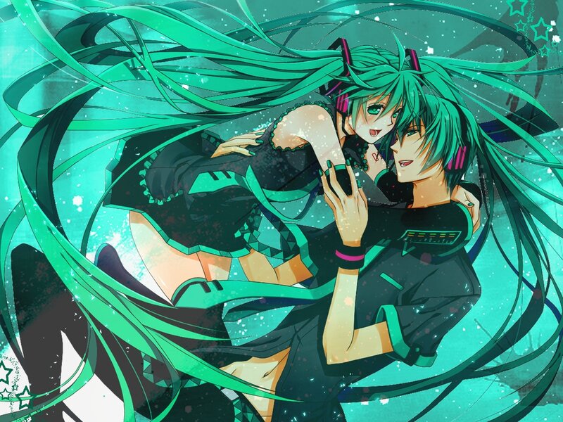 Two Anime Characters Hugging — Teal