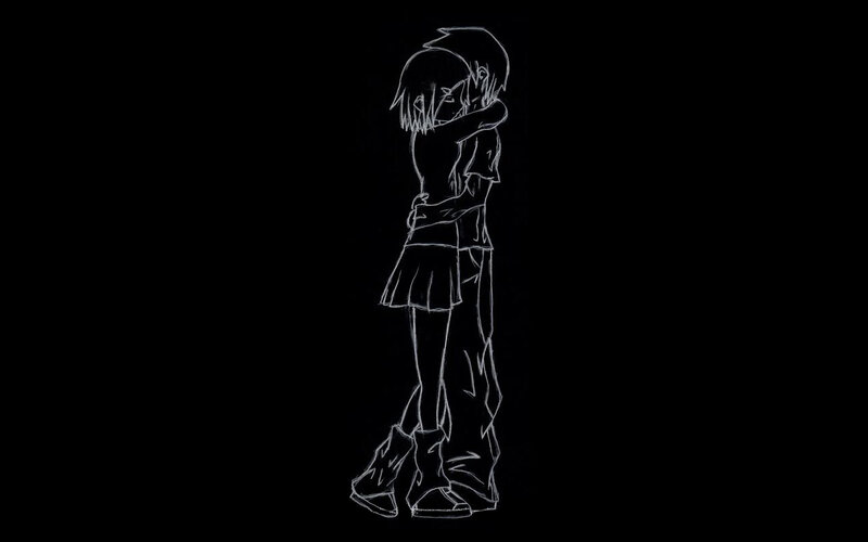 two anime characters hugging