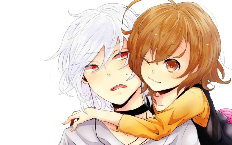 Two Anime Characters Hugging — White, Affectionate, Hug