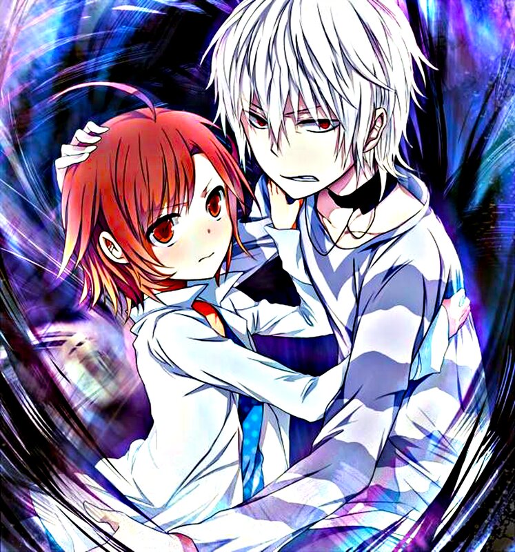 Two Anime Characters Hugging — White, Dramatic, Hug
