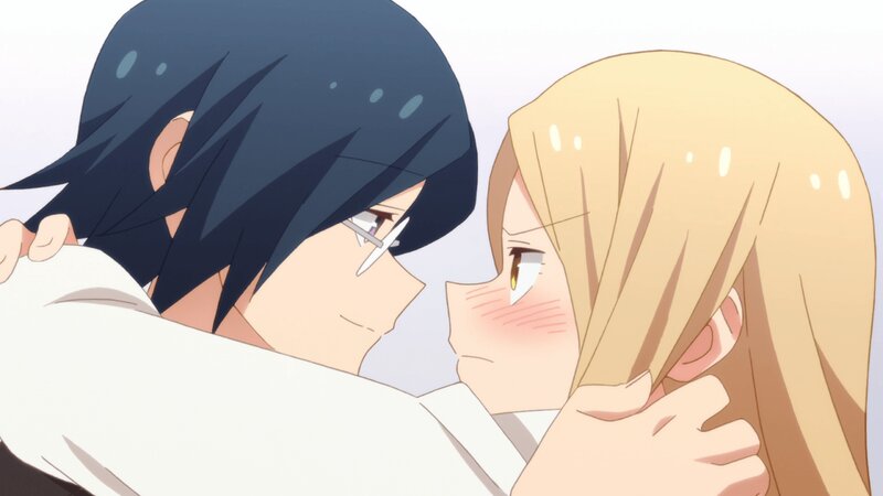 Two Anime Characters Hugging — White, Intimate, Hug