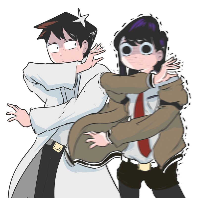Two Anime Characters Hugging — White, Playful, Hug
