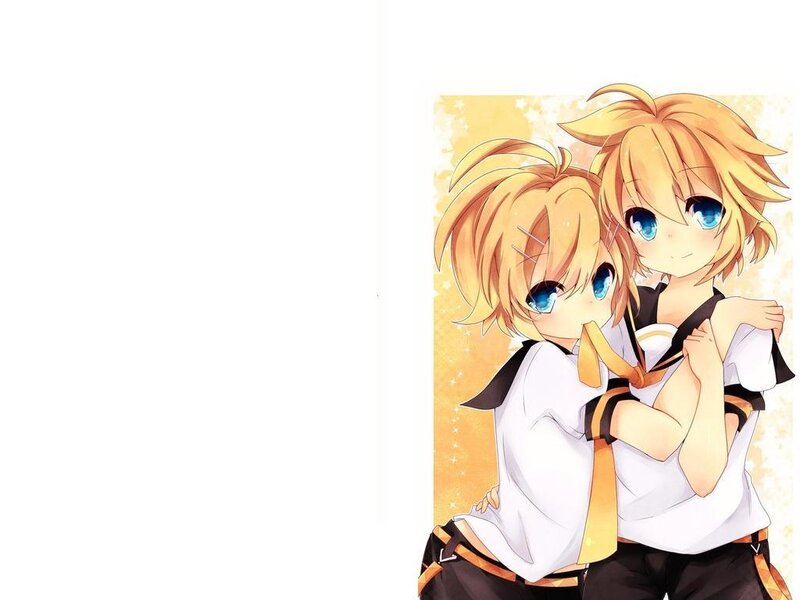 Two Anime Characters Hugging — Yellow, Affectionate, School Uniform