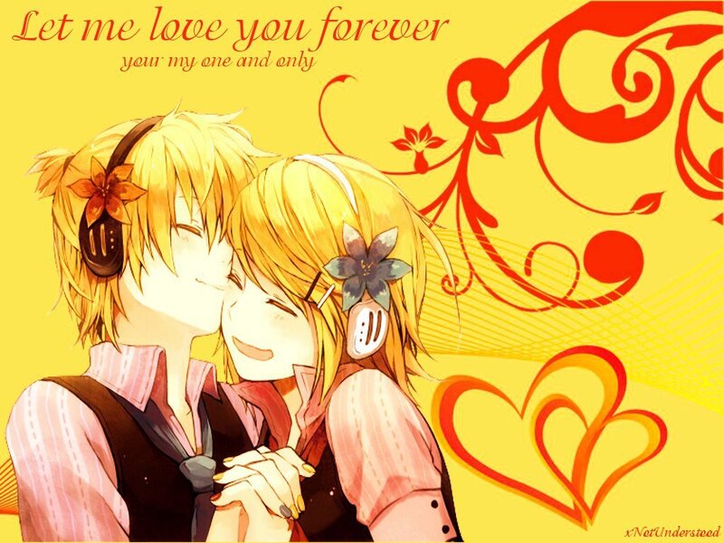 Two Anime Characters Hugging — Yellow