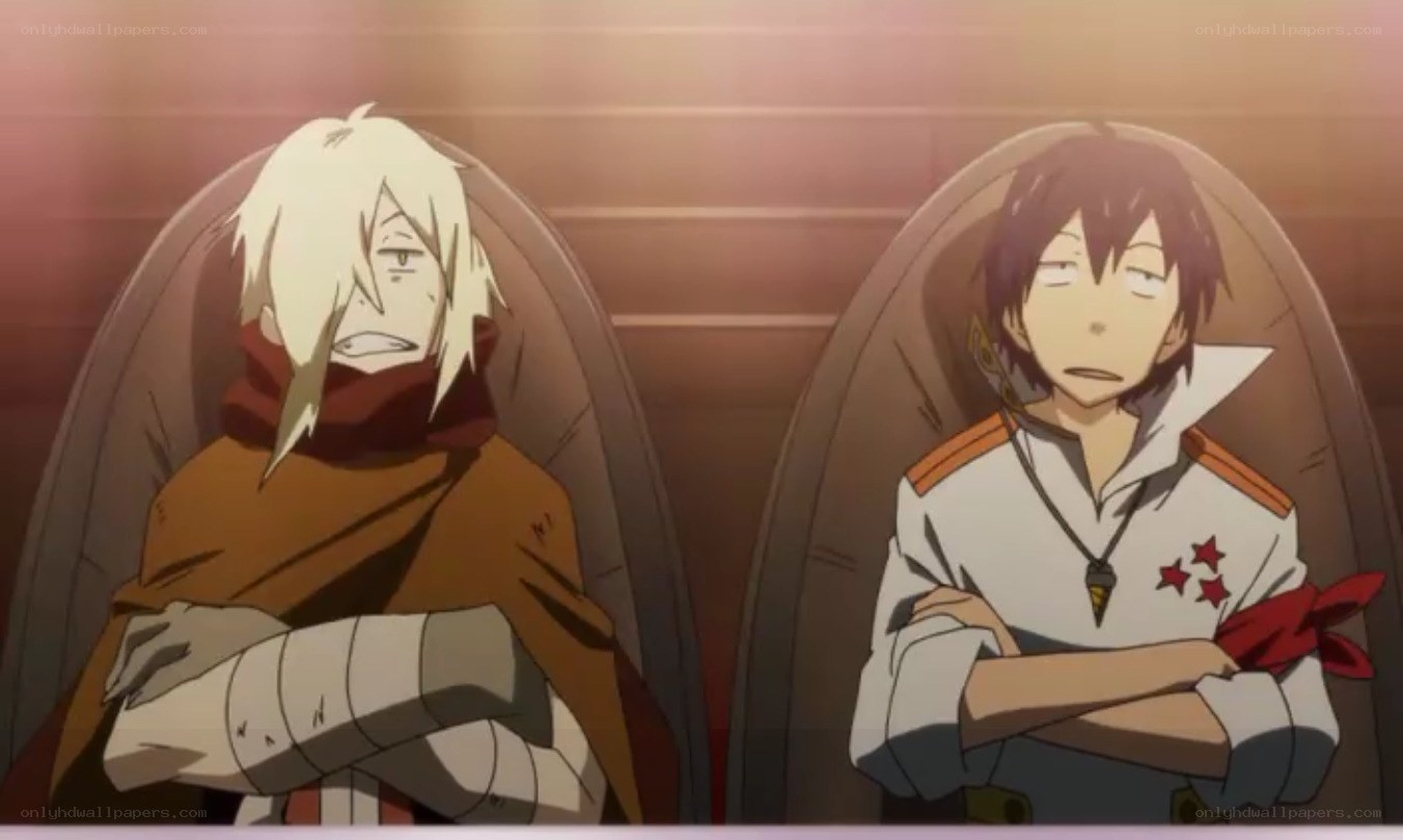 Two anime characters in a boat