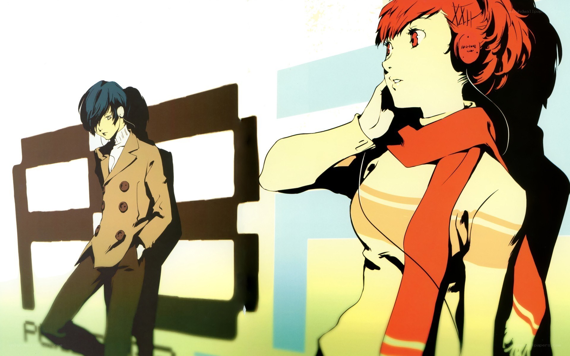 Two anime characters in a city
