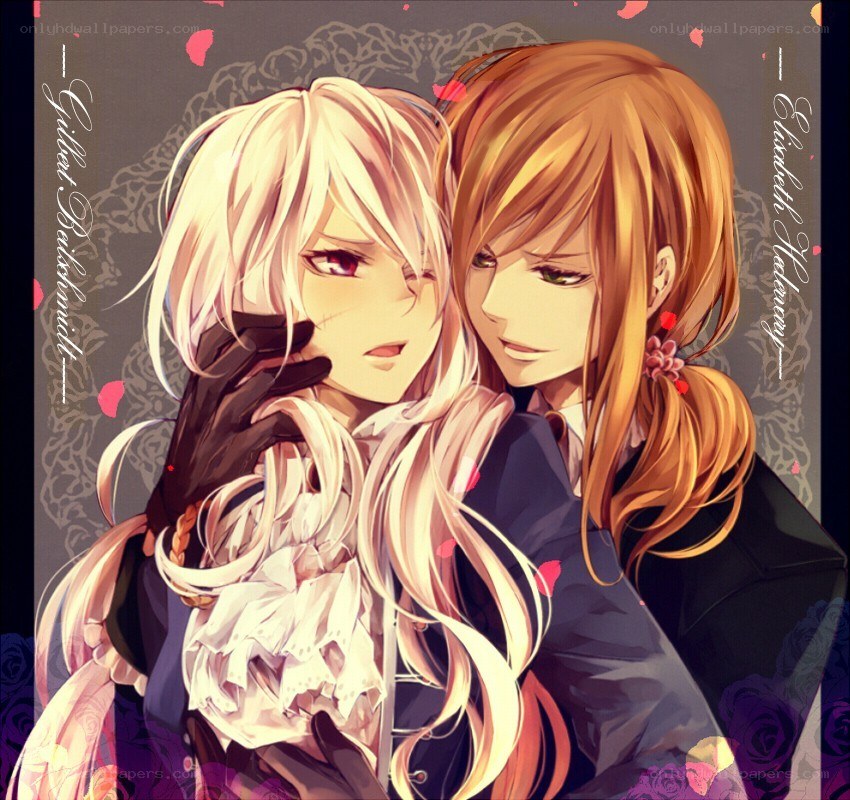 Two anime characters in a close embrace