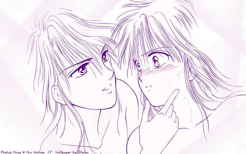 Two anime characters in a close moment