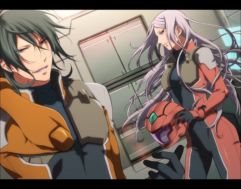 Two anime characters in a cockpit