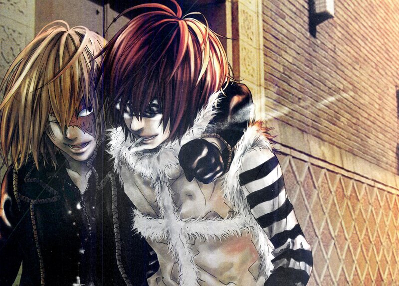 Two anime characters in a dark alley