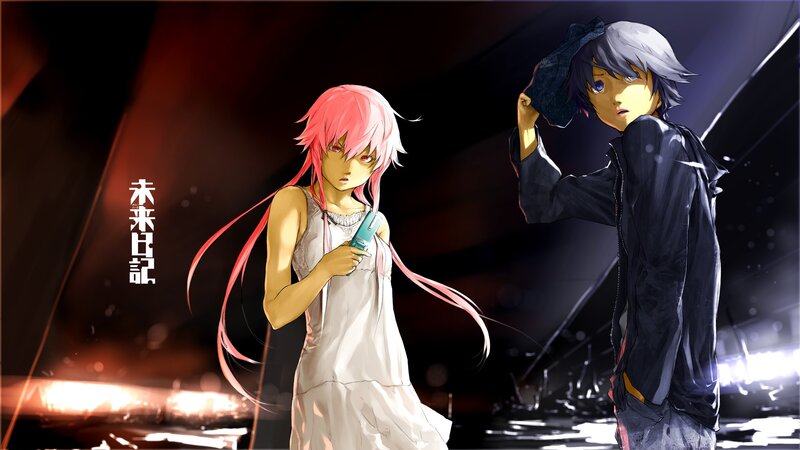 Two anime characters in a dark scene