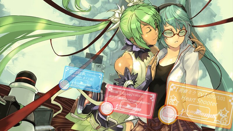 Two anime characters in a digital interface