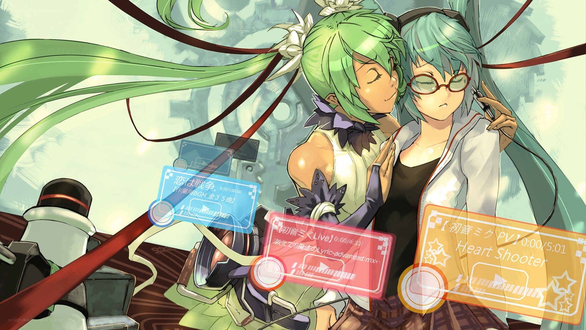 Two anime characters in a digital interface