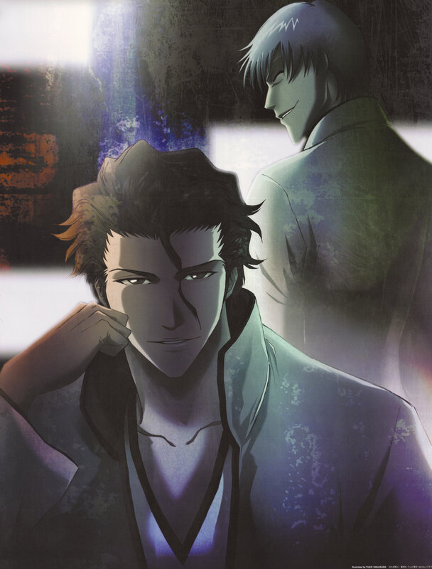 Two anime characters in a dimly lit scene