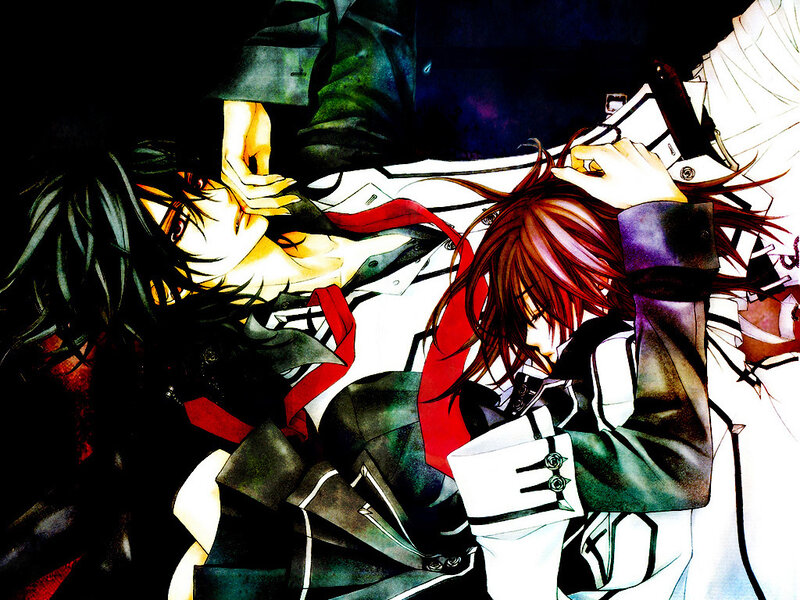 Two anime characters in a dramatic scene