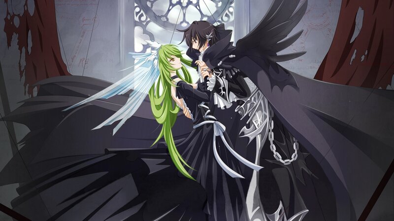 Two anime characters in a dramatic scene