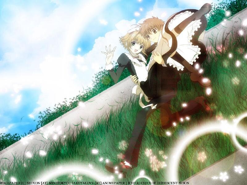 Two Anime Characters in a Field — Green