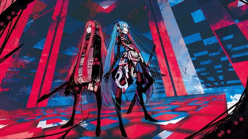 Two anime characters in a futuristic setting