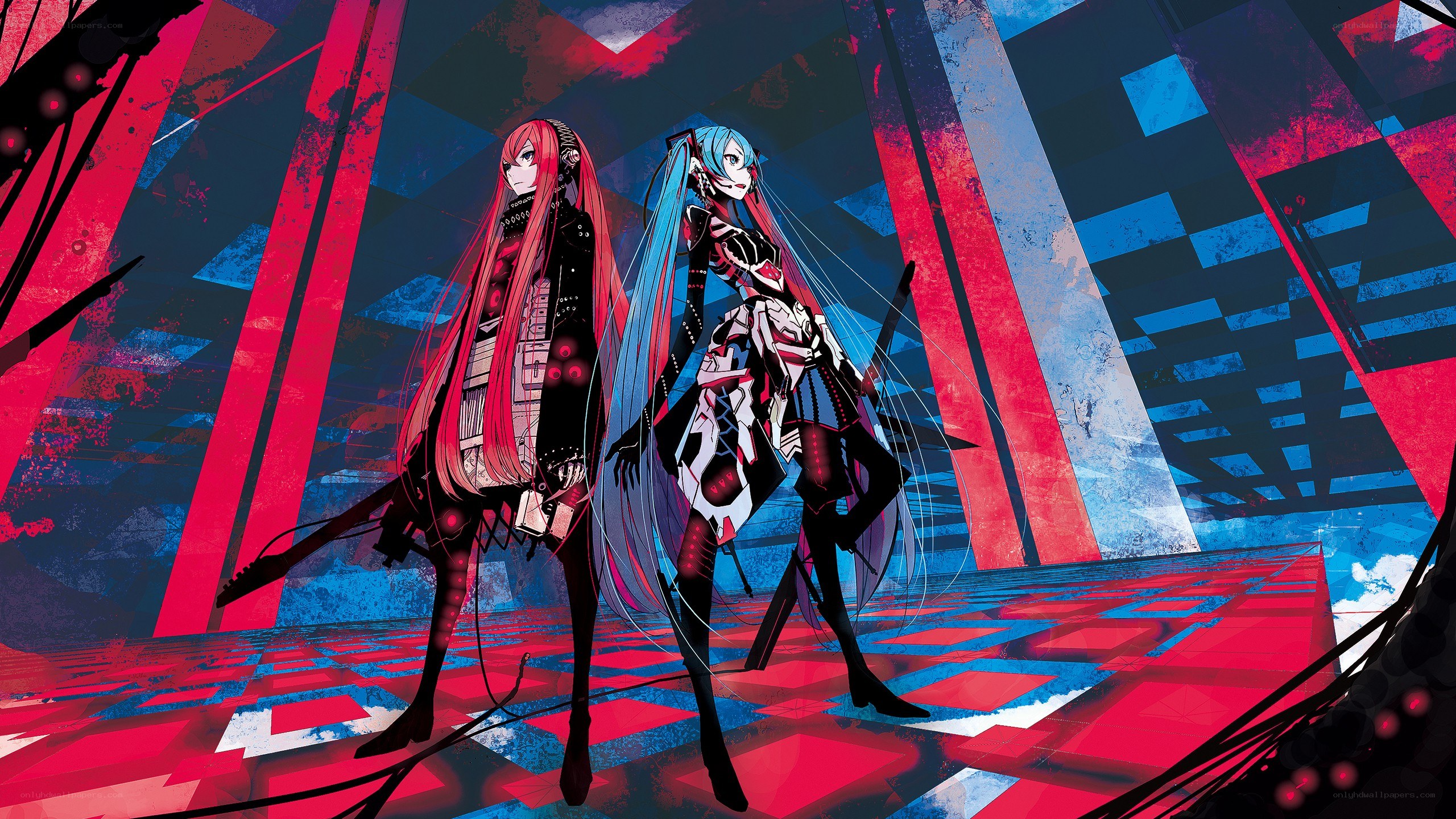Two anime characters in a futuristic setting