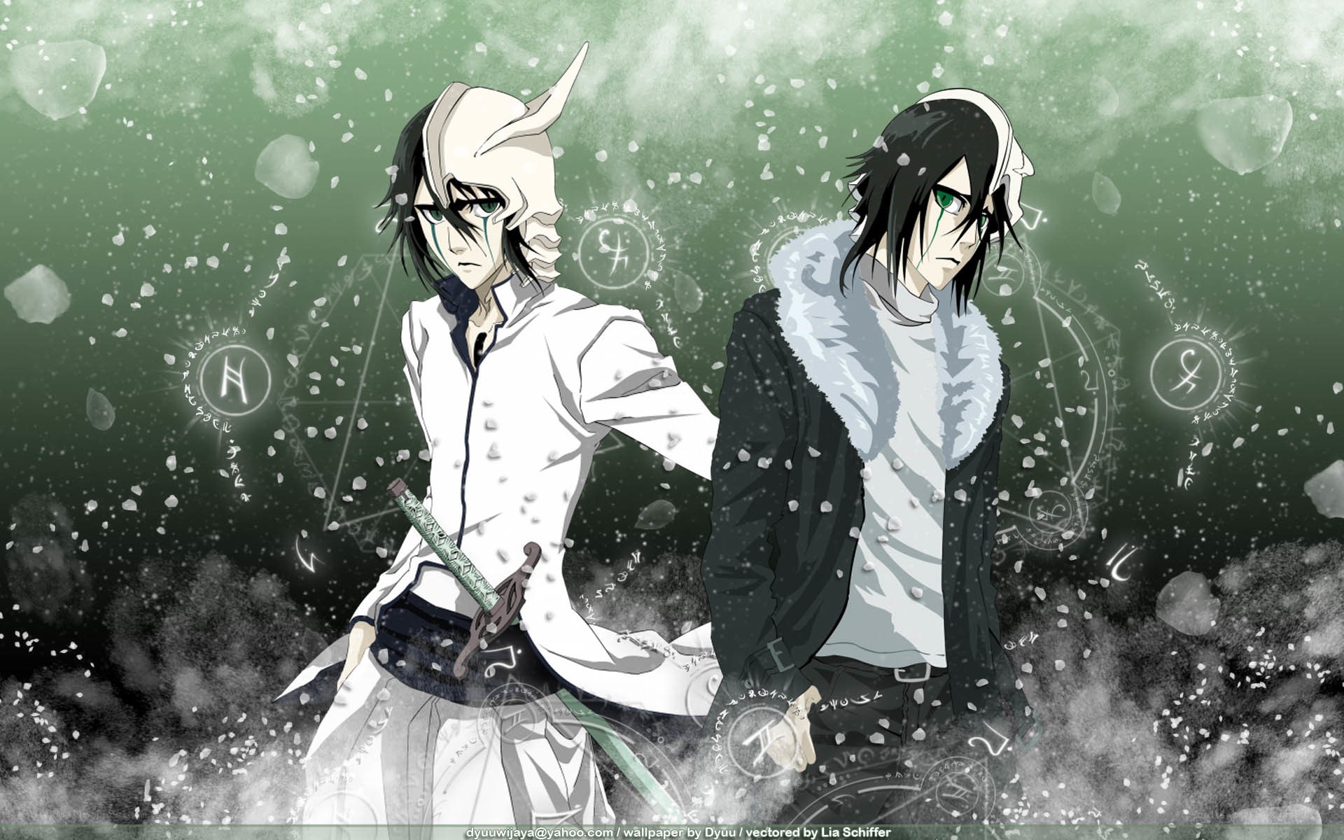 two anime characters in a magical scene
