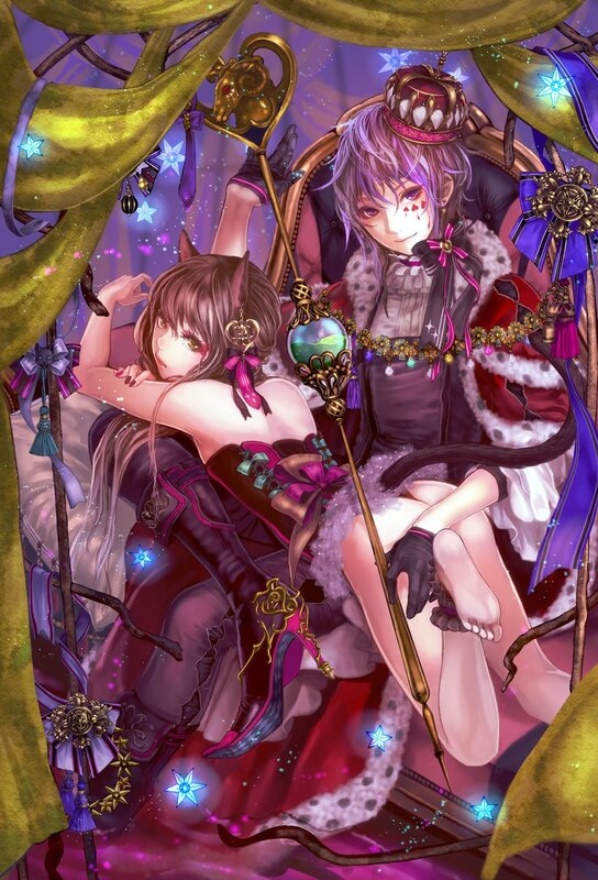 Two anime characters in a magical setting