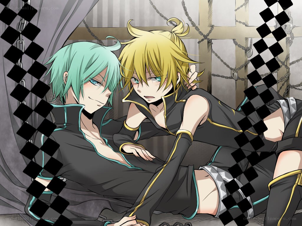 two anime characters in a room