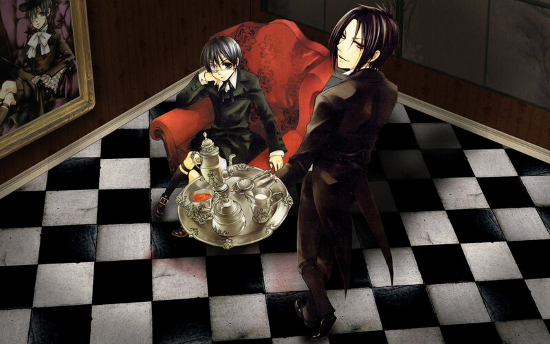 Two anime characters in a room
