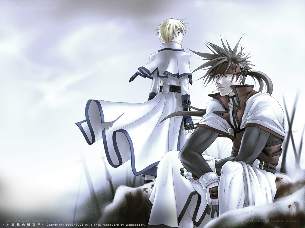 Two anime characters in a snowy landscape