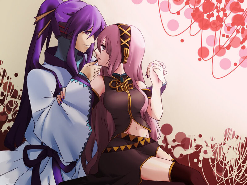 Two anime characters in a tender moment