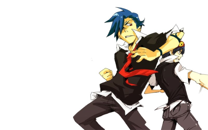 two anime characters in action
