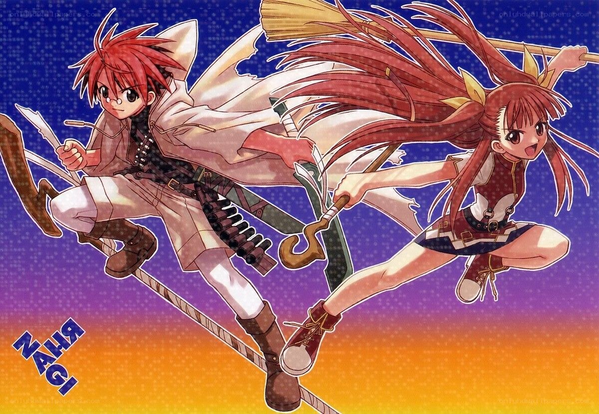 Two anime characters in action