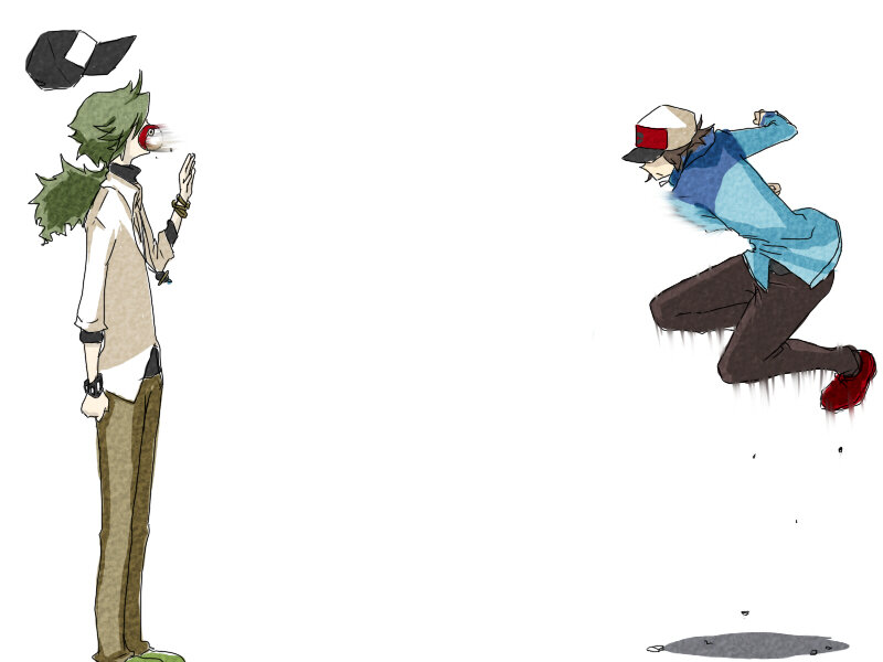 Two anime characters in action