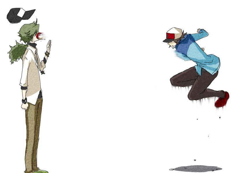 Two anime characters in action