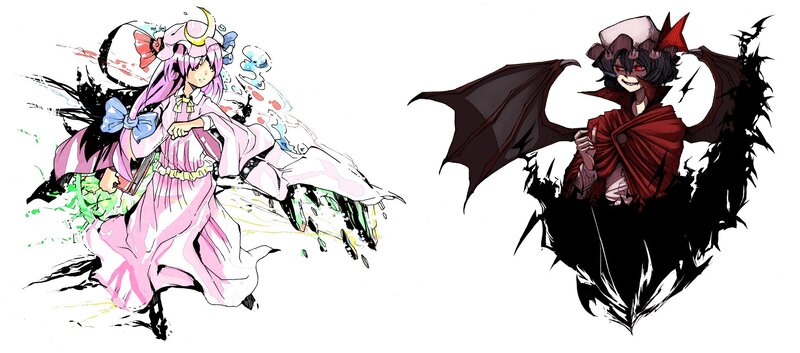 Two anime characters in action
