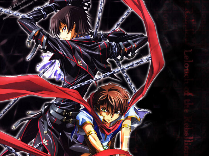Two Anime Characters in Action — Black