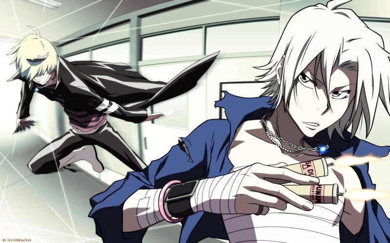 Two Anime Characters in Action — Blue