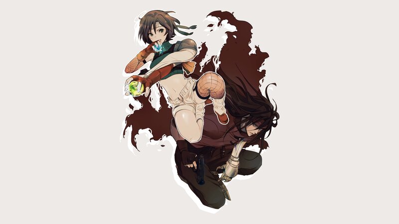 Two Anime Characters in Action — Brown