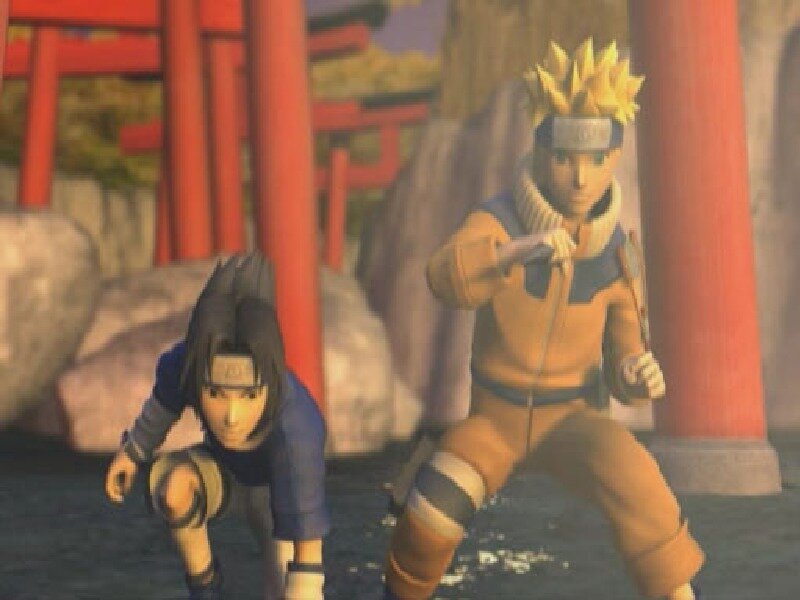 Two Anime Characters in Action — Orange