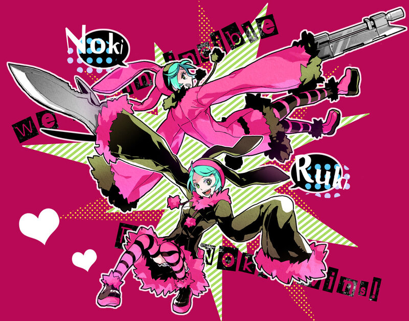 Two Anime Characters in Action — Pink
