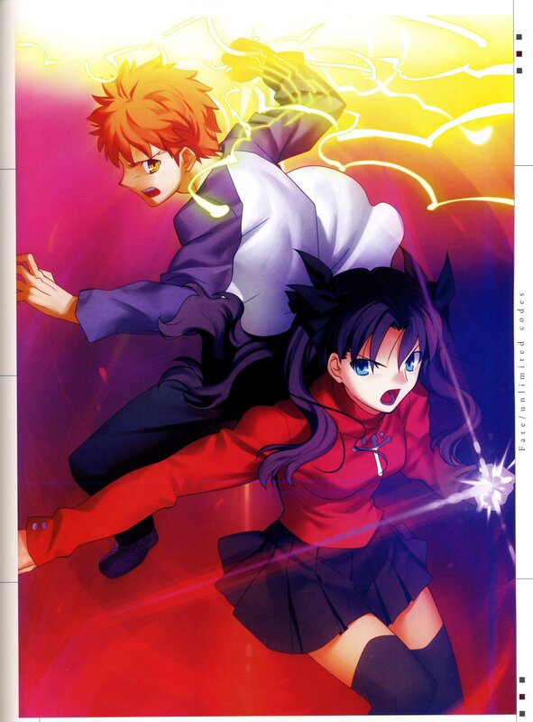Two Anime Characters in Action — Red, Dramatic, Lightning