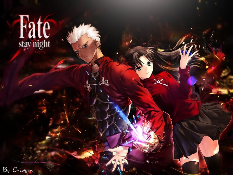 Two Anime Characters in Action — Red, Dramatic, Night