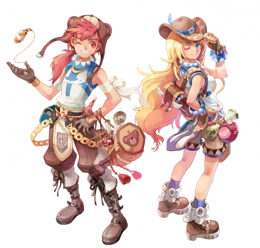 two anime characters in adventure gear