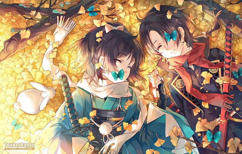 Two Anime Characters in Autumn — Yellow