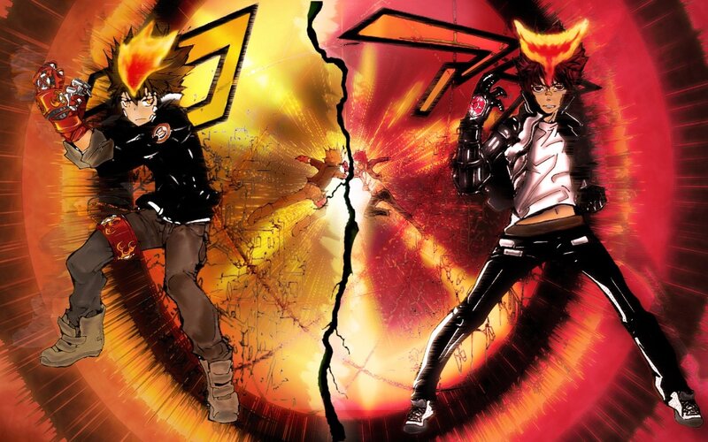 Two anime characters in battle