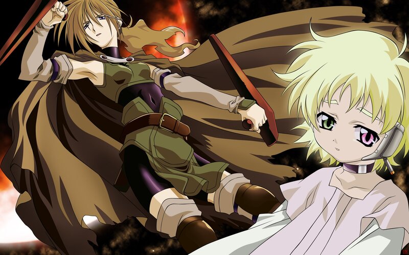 Two Anime Characters in Battle — Brown, Dramatic