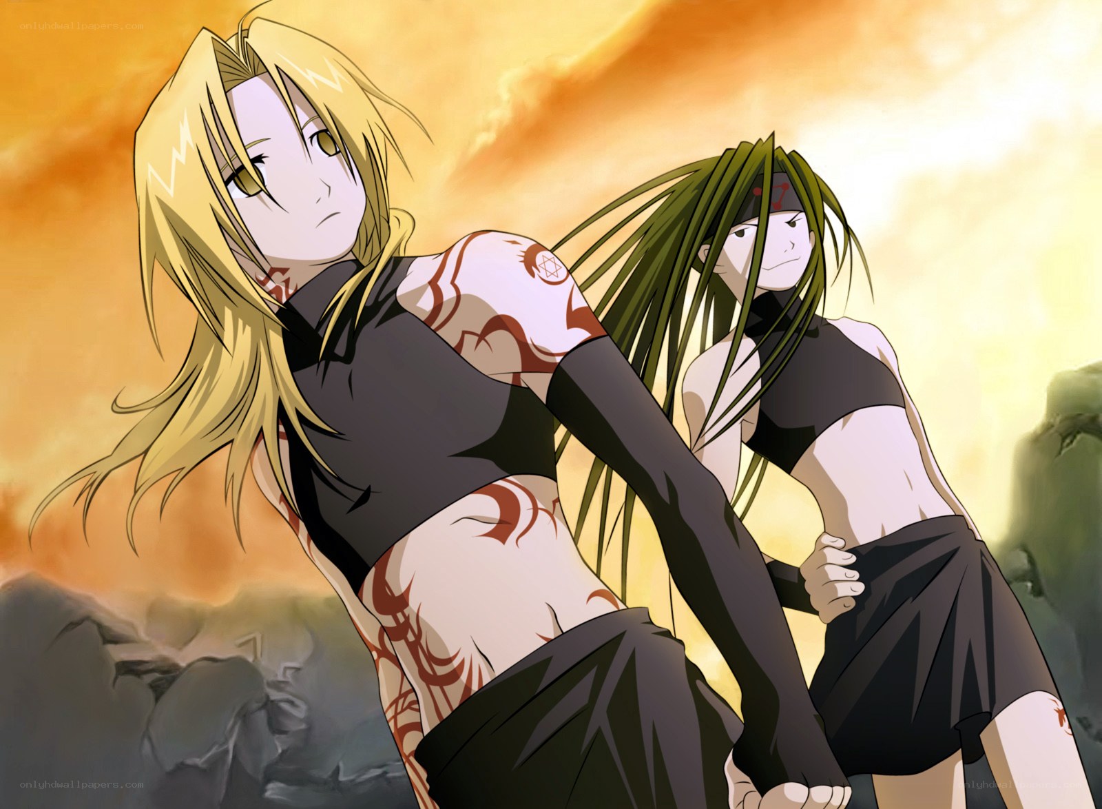 Two anime characters in battle